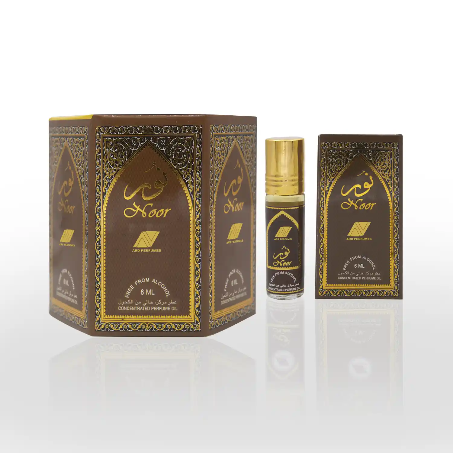 Noor 6ml Attar is a concentered perfume oil, free from Alcohol. It is a product of ARD perfumes. Made in UAE