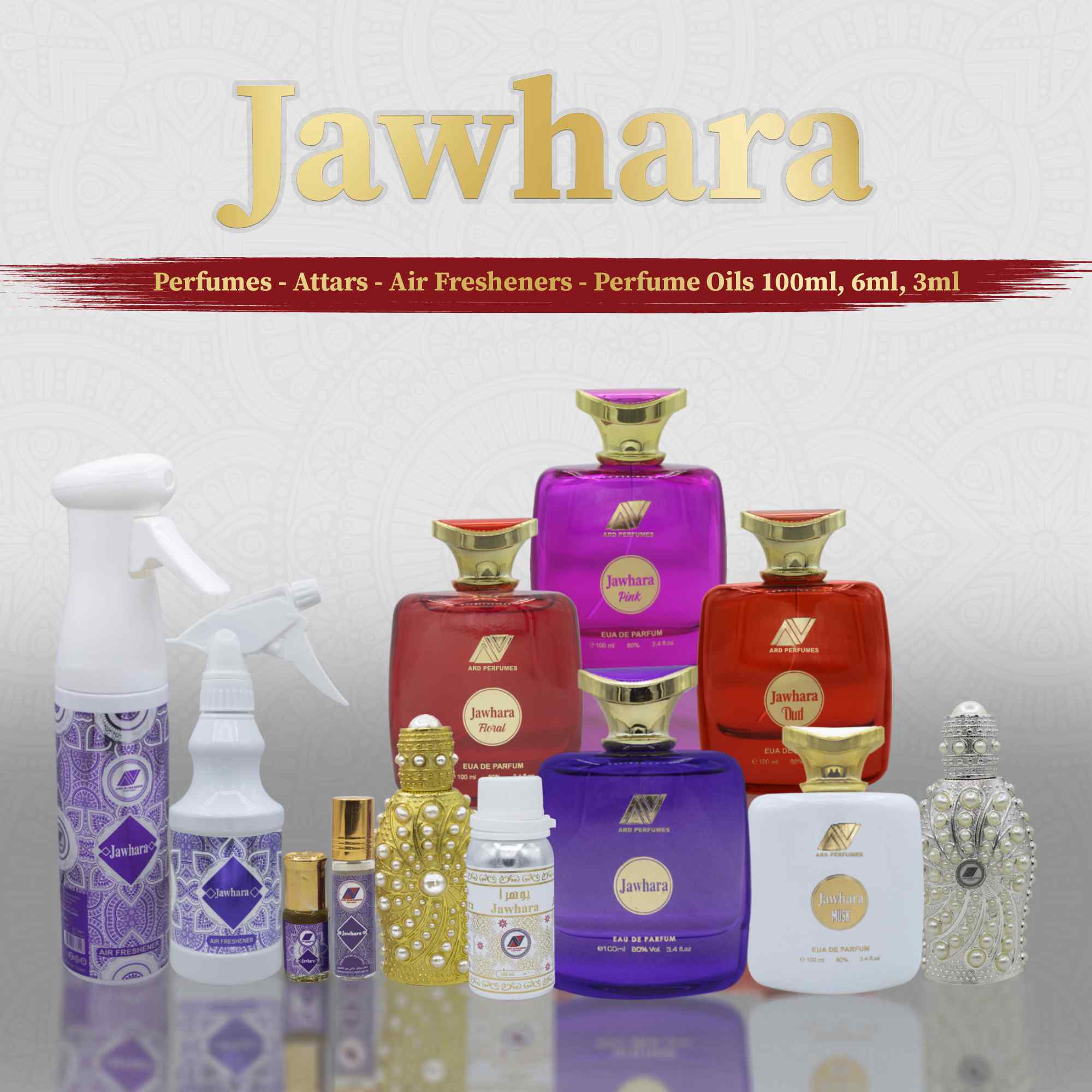 Jawhara Perfume, Jawhara Attar, Jawhara 100ml, Jawhara Air Freshener, Jawhara Oud, Musk