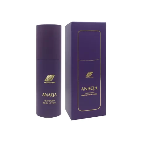 Anaqa Perfumed Body Lotion by Ard Perfumes. This luxurious lotion combines tangy citrus notes with a rich, woodsy base, providing nourishment.