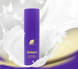 Jawhara Perfumed Body Lotion by Ard Perfumes, a fragrant journey that starts with a fresh, fruity burst and gradually reveals a sweet, musky embrace.