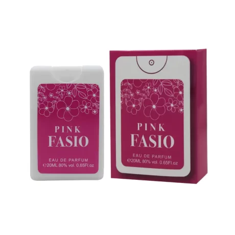 Pink Fasio 20ml Perfume Spray by Shangani is a charming and enchanting fragrance that offers a refreshing and elegant experience, all in a handy.